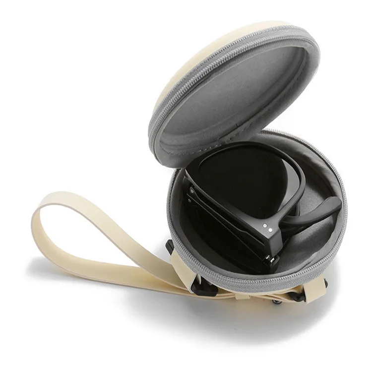 H141 Wholesale EVA Eyewear Headphone Carrying Cases Bag With Zipper for Travel Foldable Round Sunglasses Eyeglass Storage Box