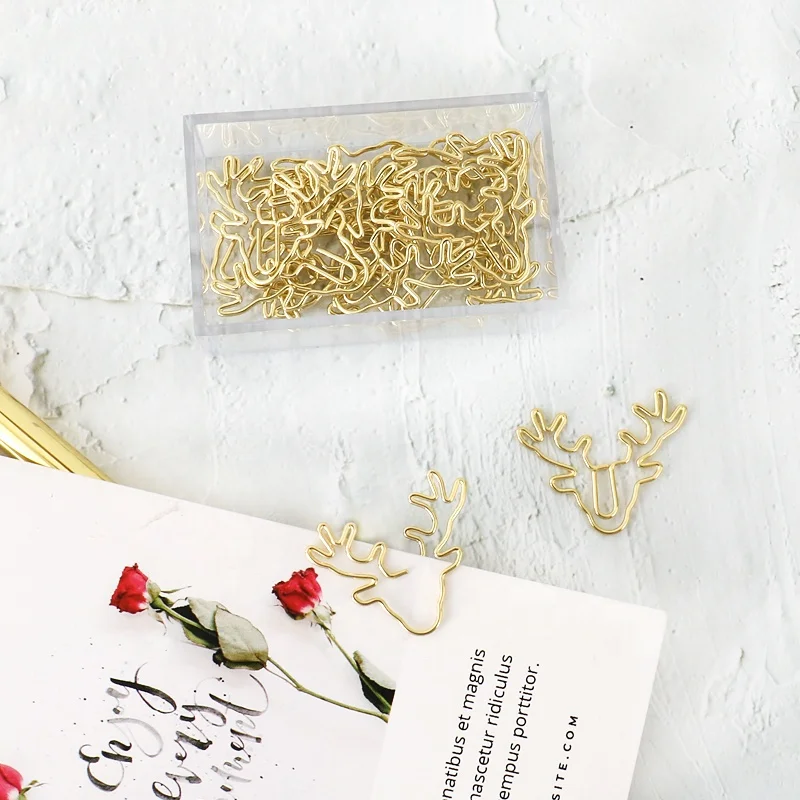 Milu deer gold Paper Clips Bookmark Pin Karea Stationery Office Accessories Memo Clips