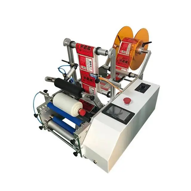 5l Bottle Automatic Round Flat Bottle Labeling Machine Label Applicator Food Can Vertical Roll Bottle Sticker Labeling Machine