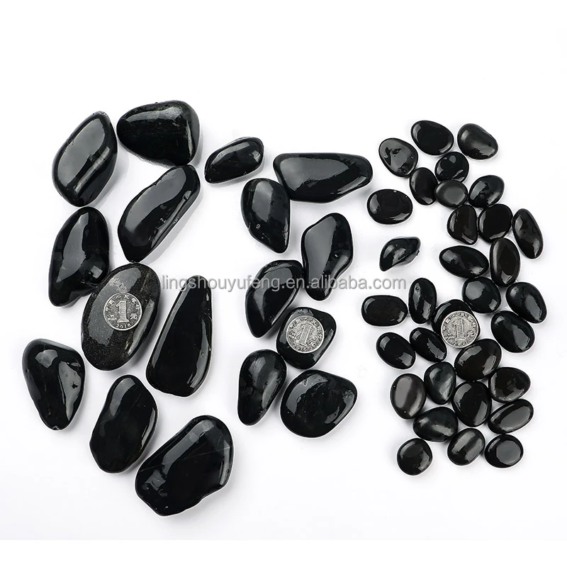 hot sale polished black pebble stone for landscaping natural wash pebble rock river stone for aquarium or garden