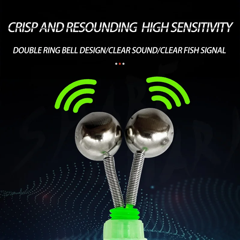 Fishing Bite Alarms Fishing Rod Bells Rod Clamp Tip Clip Bells Ring Green ABS Fishing Accessory