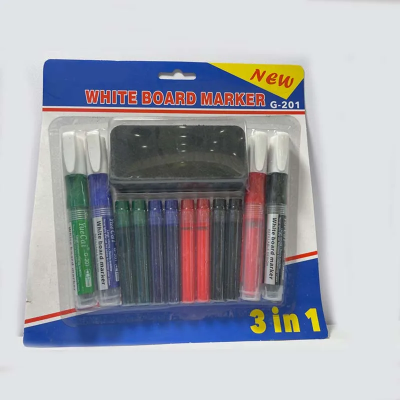 Refillable Whiteboard Marker Pen with Fine Tip Black & Green Dry-Erase Ink Certified EN71 Made of Plastic & PP