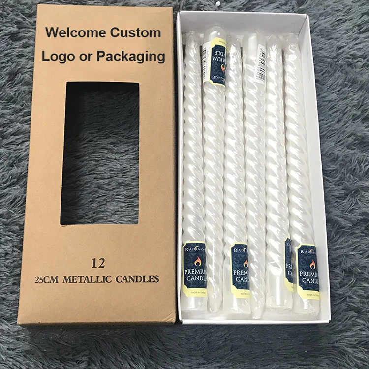 Wedding Decor Flameless Dinner White Taper Candles Bulk Wave Spiral Pillar Taper Candle