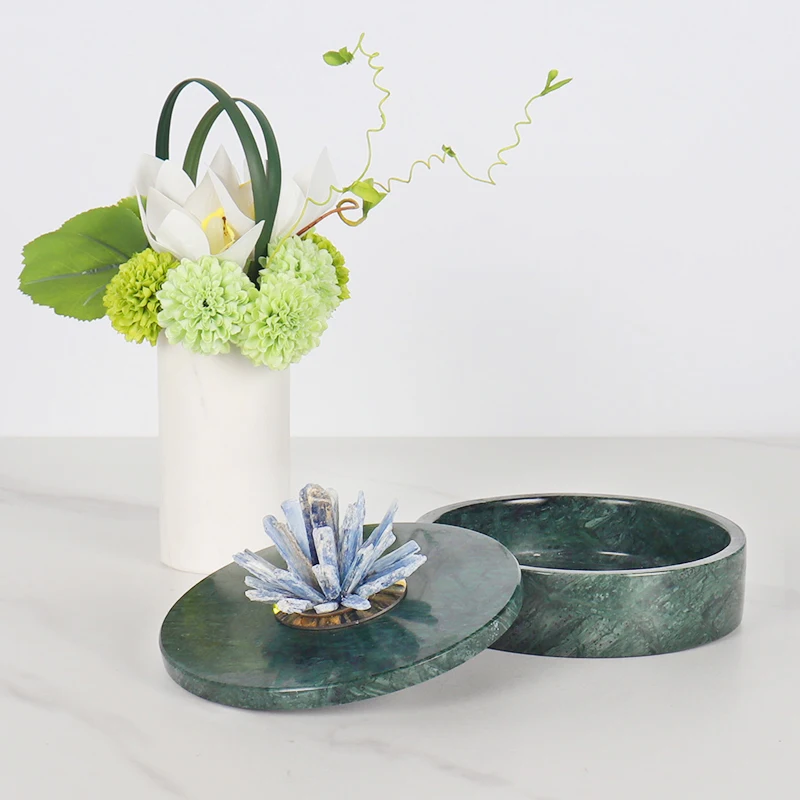 Высококачественная элегантная и красивая мраморная круглая коробка для хранения косметических