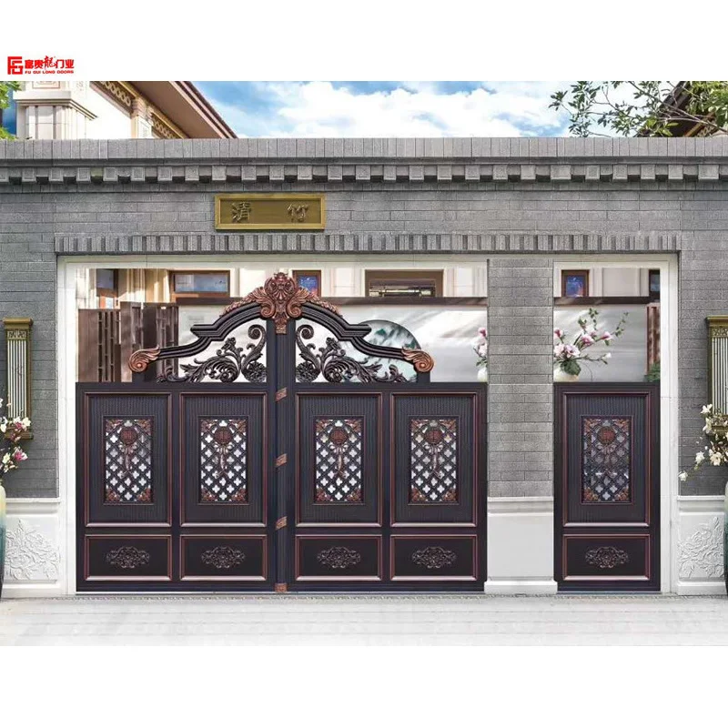 Factory customization villa garden automatic swing driveway gate cast aluminum courtyard gate villa entrance gates