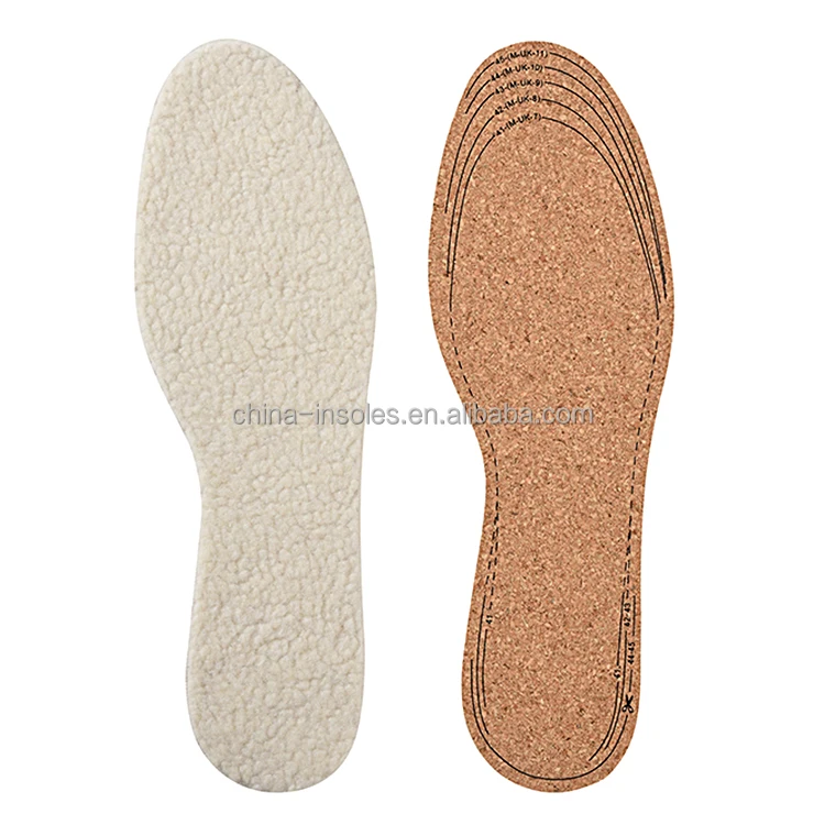 woman man shock-absorbing comfortable soft warm cashmere shoe insole manufacturer cork insole