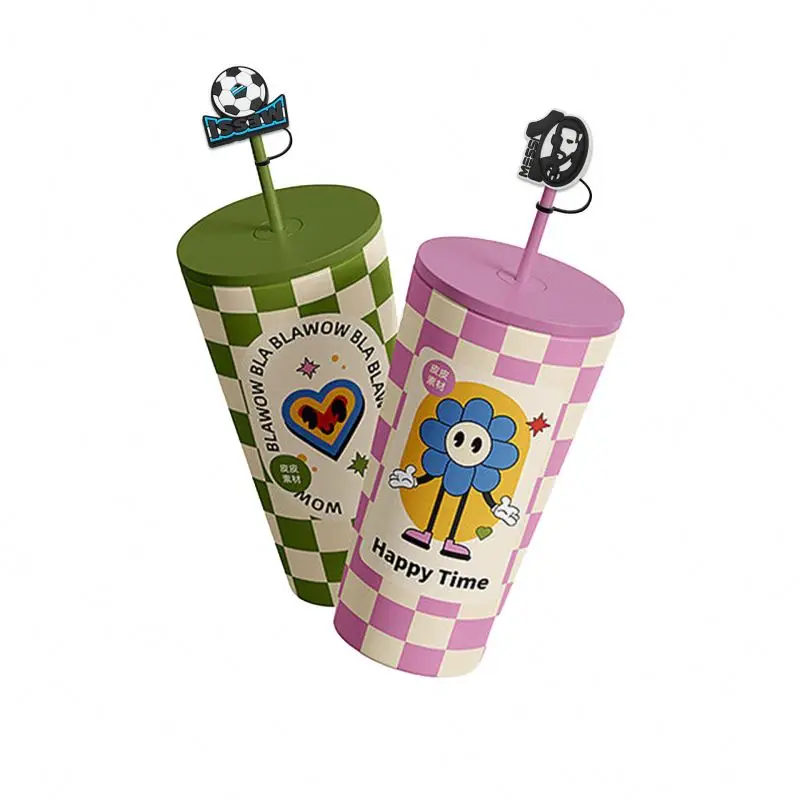Straw Cover covers Compatible for cup Cup Tumbler Silicone Straw Tips Set Water Bottle Lid Spill Proof topper shoe charm