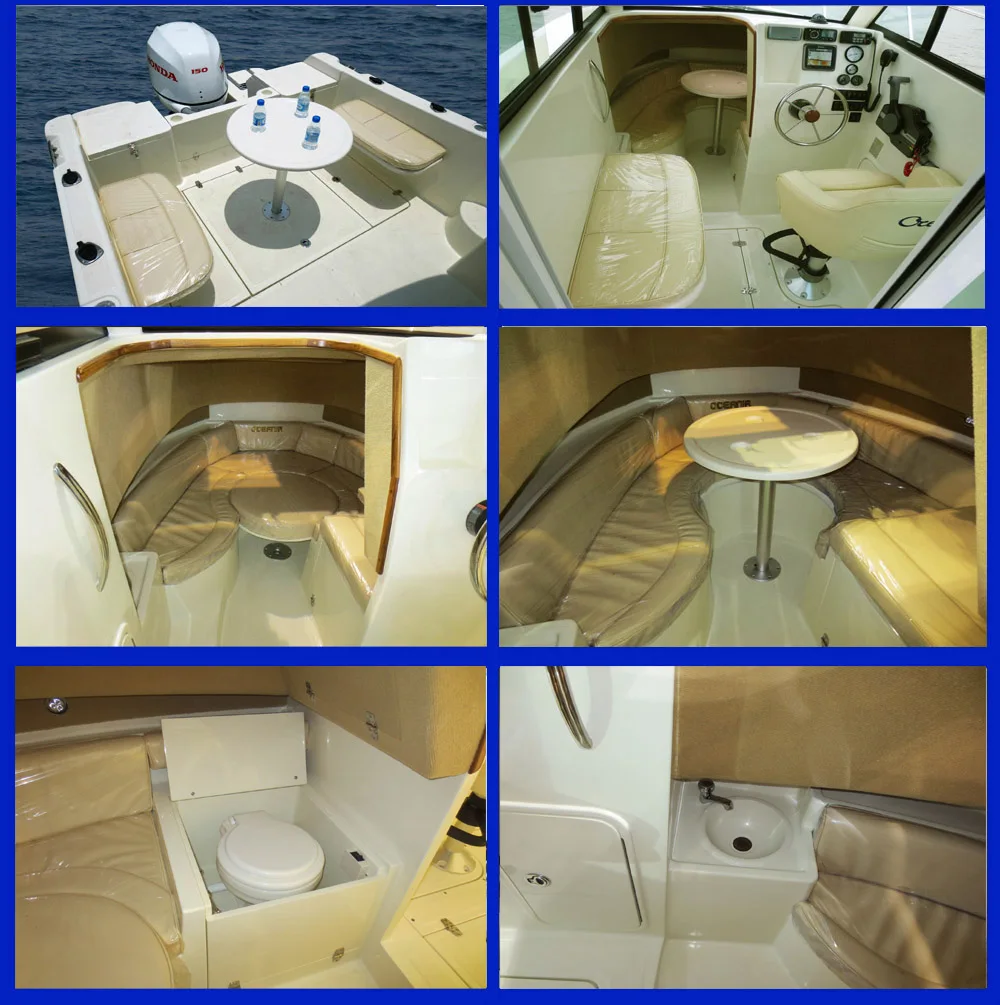 Fiberglass Boat CE Certified 6M Sport Yacht for 8 Passengers Outboard Engine for Recreation and Fishing