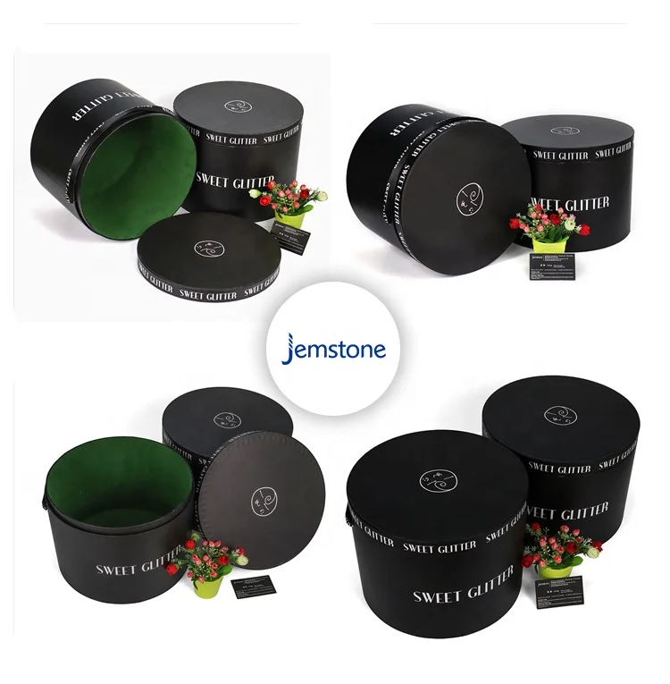Wholesale Cylinder Cylinder Flower Box Jewelry Chocolate Box Cardboard Rose Floral Velvet Hat Round Flower box