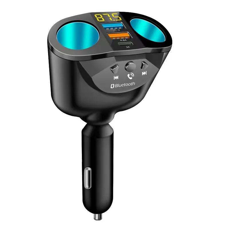 360 Degrees Rotating 5 Pore Socket Cigarette Lighter Power Adapter Socket Distributor 3.1A Type C PD Fast QC3.0 Car Charger