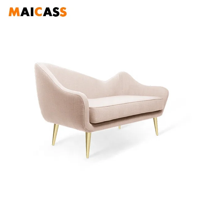 
polished brass legs cotton velvet modern twin seat sofa 