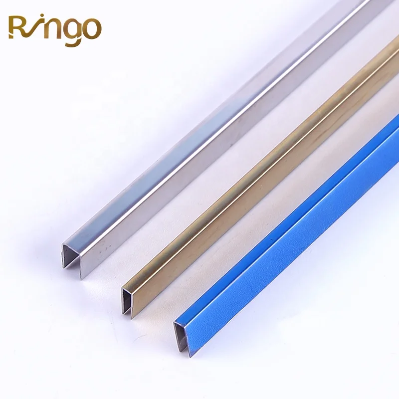 Home Design Customized Size Silver Color Wall And Floor Decor Trims Stainless steel U-Shaped Dividing Strip Edge Cover Trims