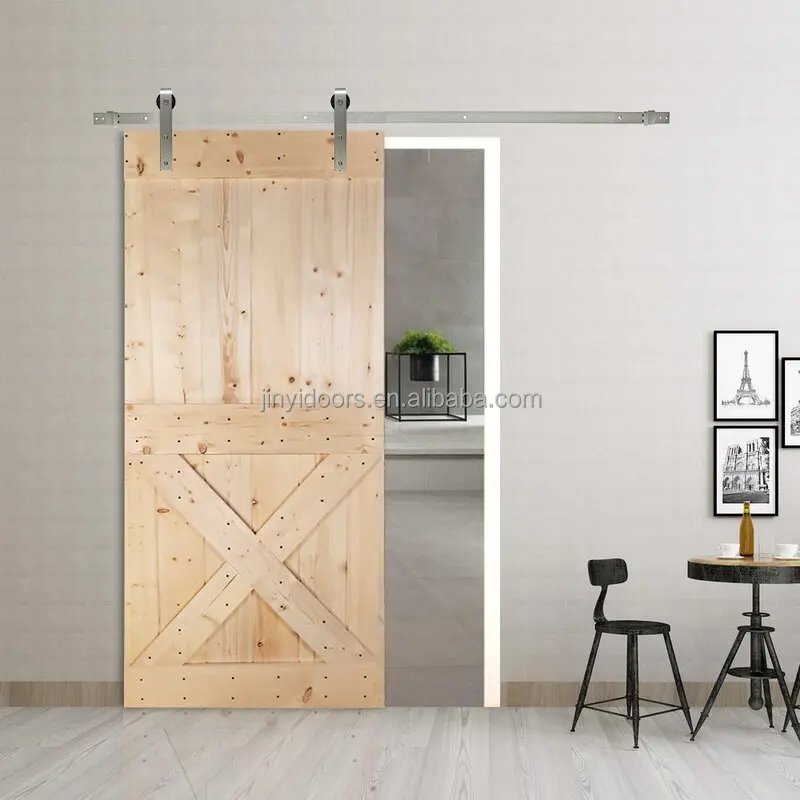 2022 JINY Hot Sale Barn Door Solid Wood Barn Door With Sliding Door Hardware Made by Chinese Factory