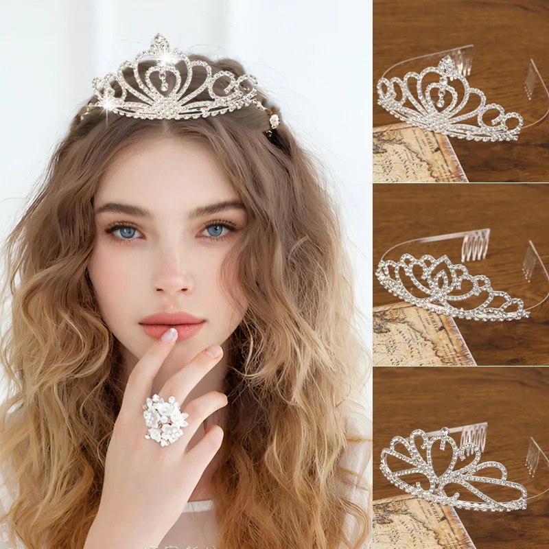 Birthday Party Performance Cosplay Girl Wedding Tiara De Noiva Crystal Rhinestone Bride Tiara Crown With Comb