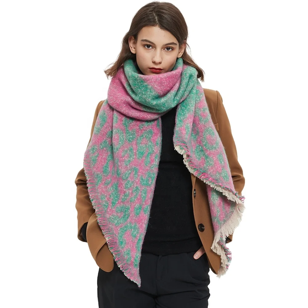 2023 cozy scarfs for women oblique angle leopard pattern stylish alibaba scarves