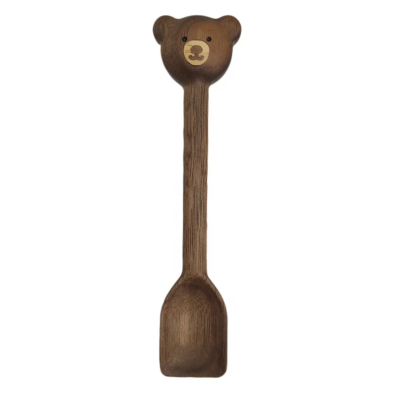 Hot sale new design high quality walnut wood bear spoon
