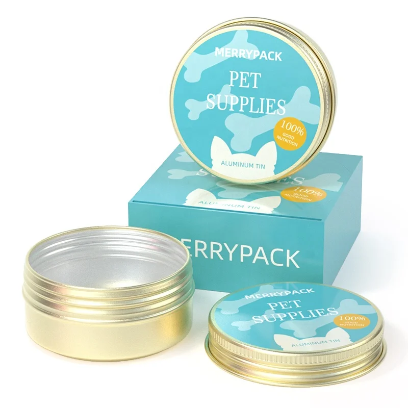 50g 50ml new pet dog cat pet supplies jar pet food storage treat jar metal aluminum jar