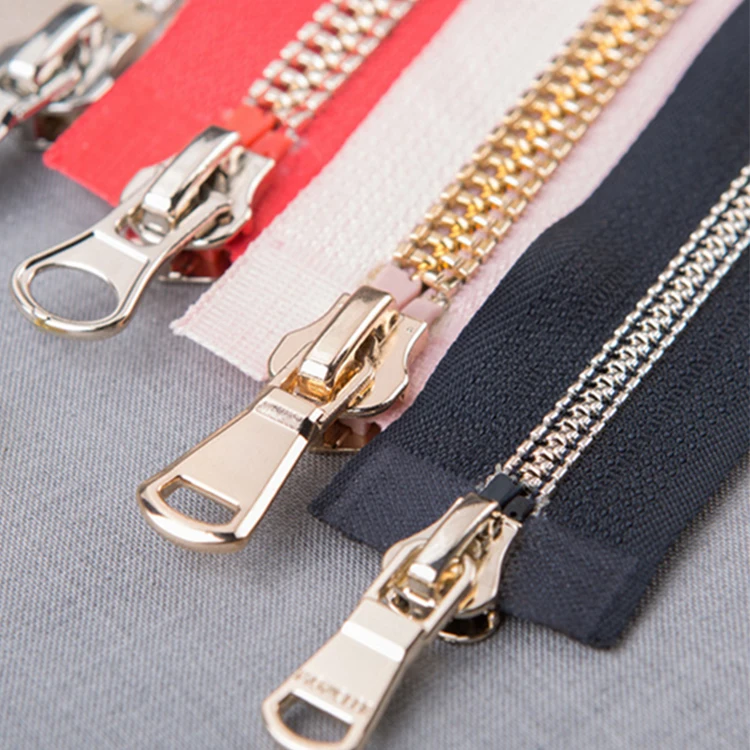 3# 40/50/60/70cm Bag Cremallera Fermuar Metal Zip Custom Logo Luxury Metal Zipper For Closures