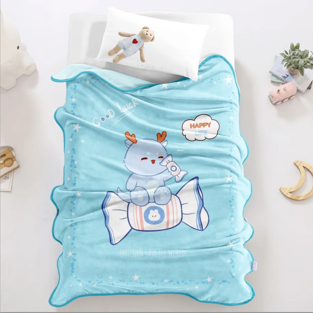 Custom logo home textile fluffy super soft warm cozy other fleece winter baby kids blankets throws for newborns baby bedroom