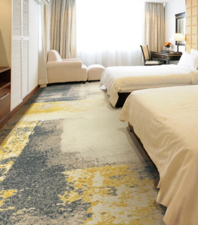 Nordic Fluffy Print Flooring Printed Carpet Living Room Hotel Equipment Wall to Wall 100% Nylon Printing Carpet Hotel Carpet Rug