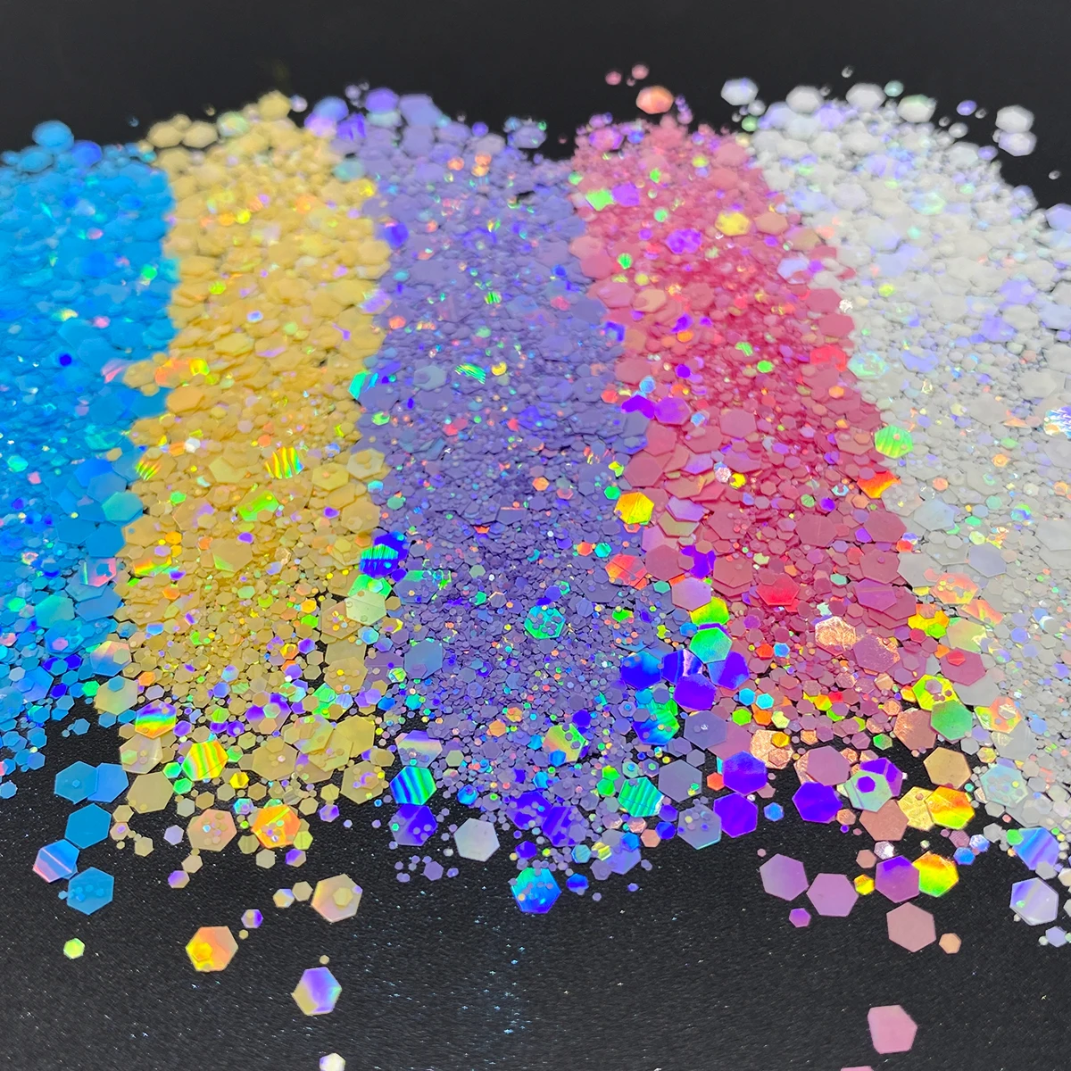 New Design Eco-friendly Solvent Resistant Polyester Holographic Chunky Glitter Nails Glitter Series