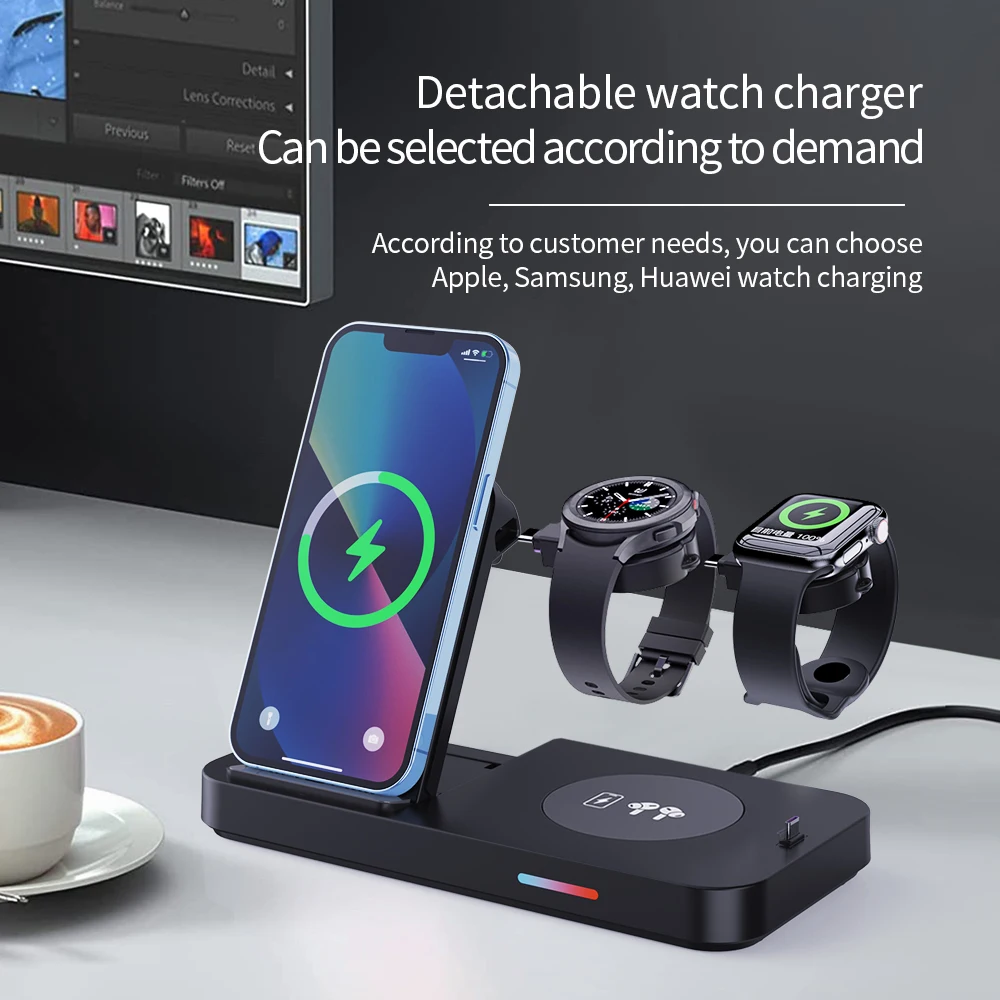4 in 1 Wireless Charger Stand Fast Charging Phone For Iphone i Wireless Charger dock