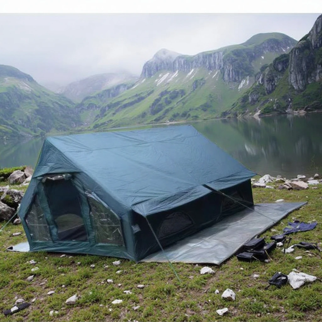 Best Price 4㎡ Waterproof PVC Air Pole Inflatable Tent Durable Oxford Fabric with Aluminum Pole Nylon Cotton Outdoor Camping