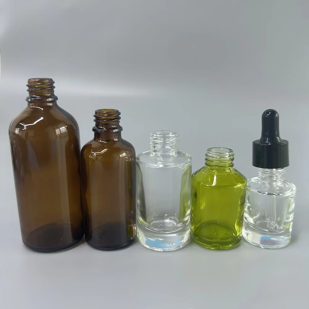30ml Transparent amber mini travel sample bottle dropper glass essential oil vials