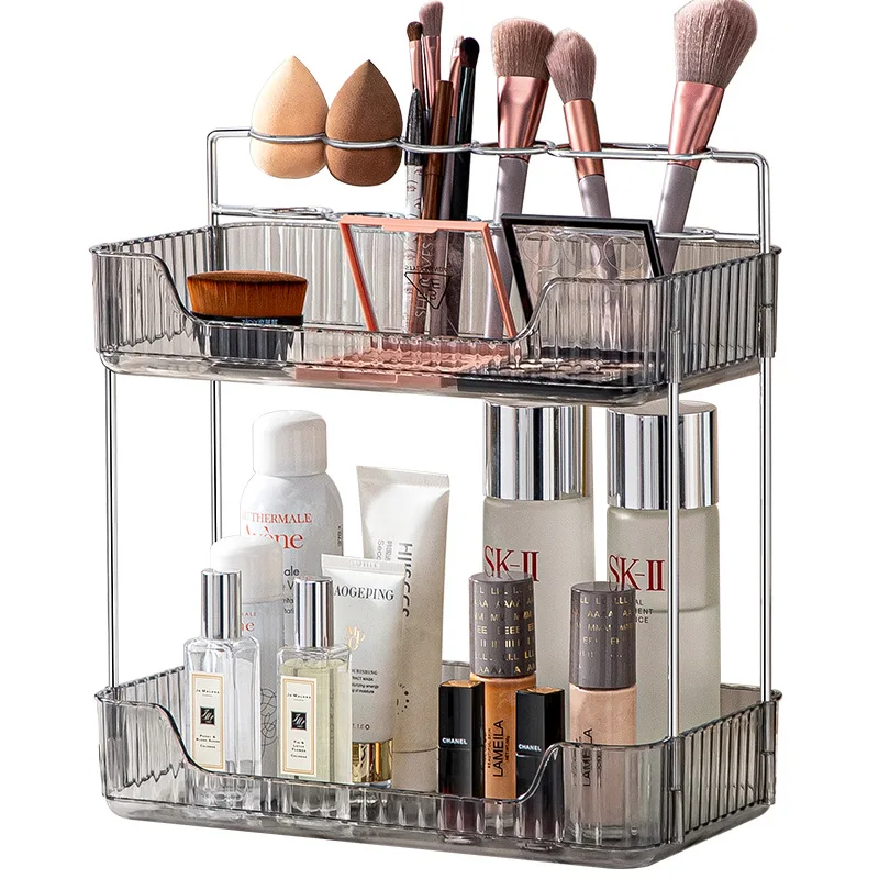 New light luxury cosmetics storage box Household lipstick desktop dresser skin care products double shelf 3411