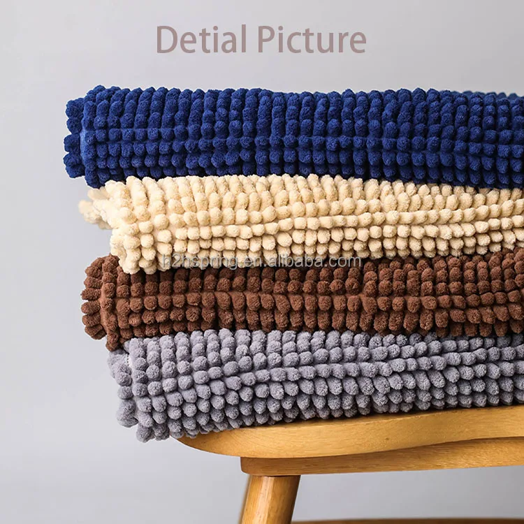 Luxury Chenille Bathroom Rug Mat Extra Soft And Absorbent Shaggy Bath Rugs Non Slip Chenille Bath Mats