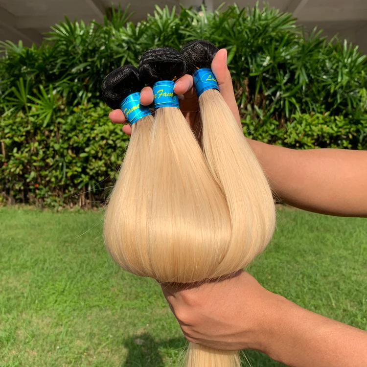 Luxefame Wholesale 1B 613 Honey Blonde Cuticle Aligned Virgin Hair,Russian Blonde Virgin Human Hair Bundle,Straight 1B 613 Hair