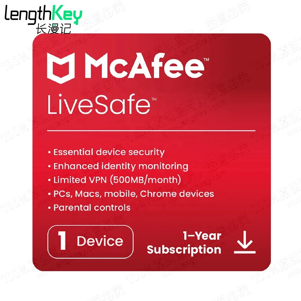 24/7 Online Email Delivery McAfee LiveSafe 2023 1 Device 1 Year Bind Key Security Software Official Website Activation