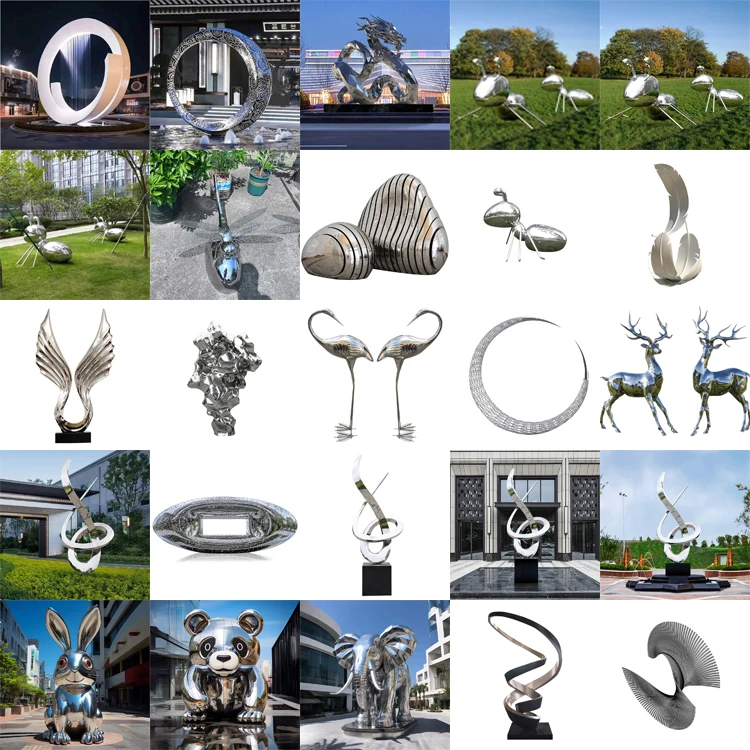 Modern art silver stainless steel abstract sculpture outdoor abstract luxury statue sculpture