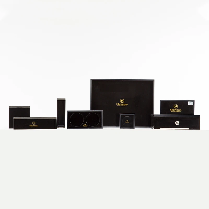 Factory Luxury 5 star hotel Latest Designed Bathroom Black Tray Hotel Leather Serving Tray