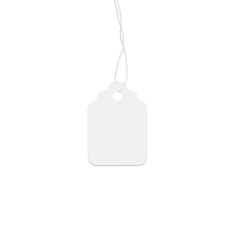 24x38mm Custom White Jewelry Paper Hang Tag with String