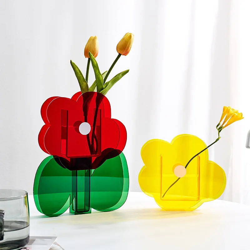 Acrylic vase custom modern minimalist acrylic vase living room ins designer colorful vase decoration table flower arrangement