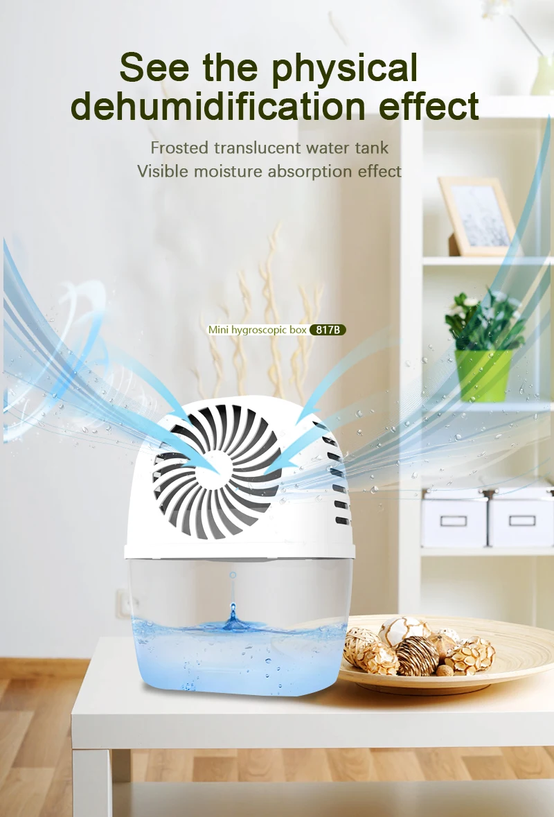 Save place Mini size dehumidifier remove water from the air with silent voice dehumidifier