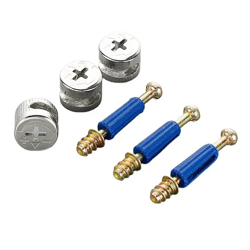 GQK 3 in 1 Connector Furniture Fitting Mini Fix Cam Excentric Cam Rod Bolt Plastic Dowel Pre-Inset Lock Connecting Fitting