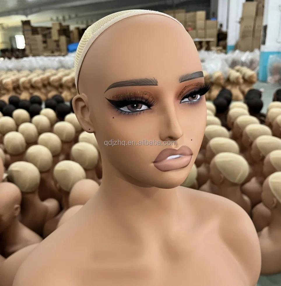 Wholesale fashion female mannequin  head wig stand wig head with shoulders for wig display