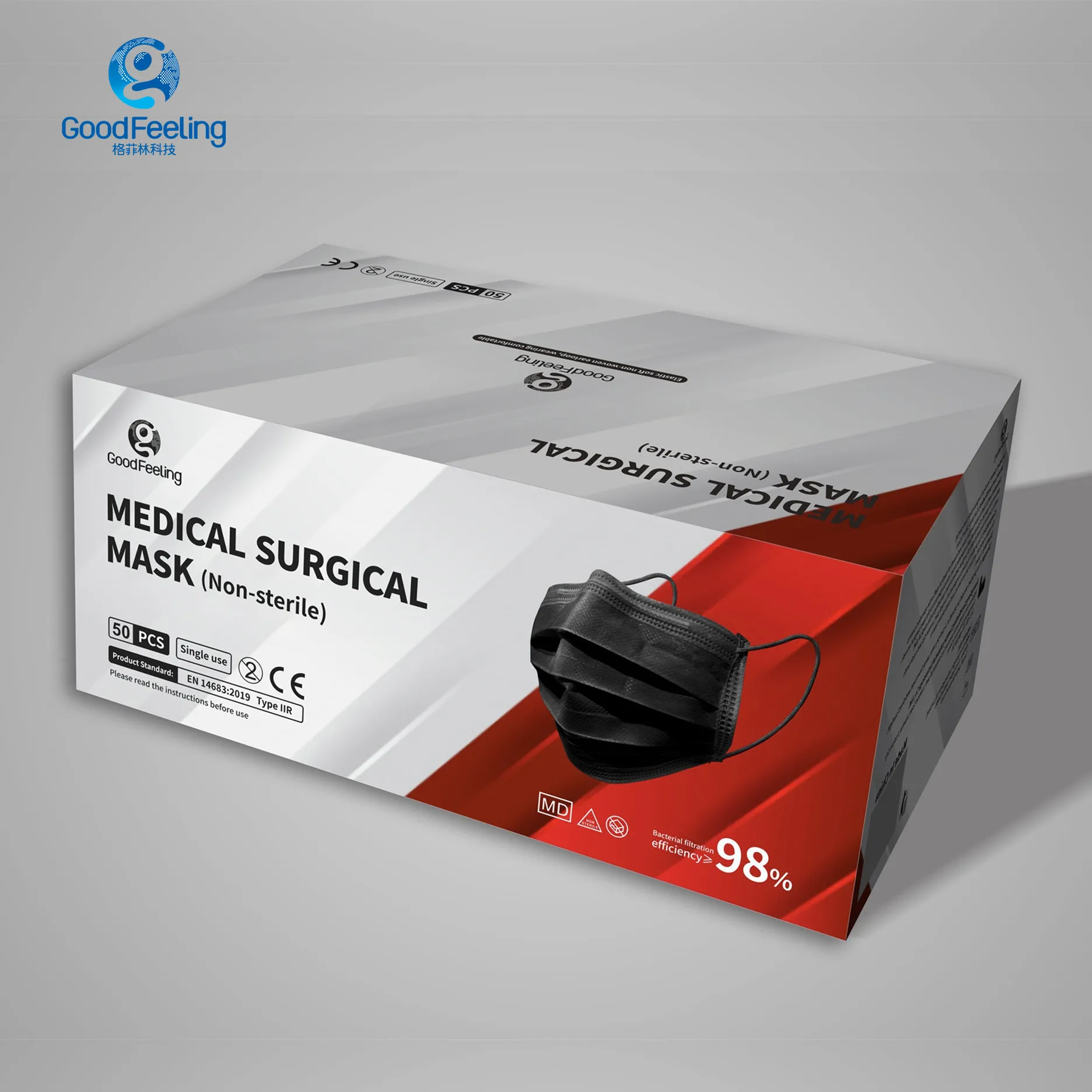 3Ply Protective High Filtration Disposable Black Face Mask Black Medical Surgical Mask