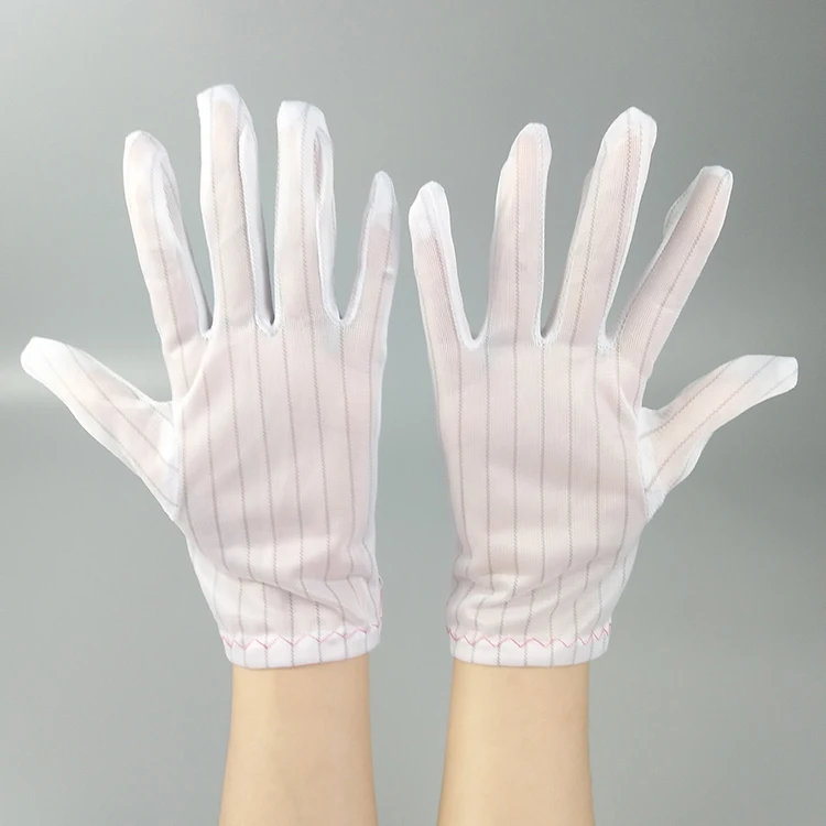 JEJOR Lint Free 5mm Stripe Polyester Knitted Cleanroom Work ESD Antistatic Hand Gloves
