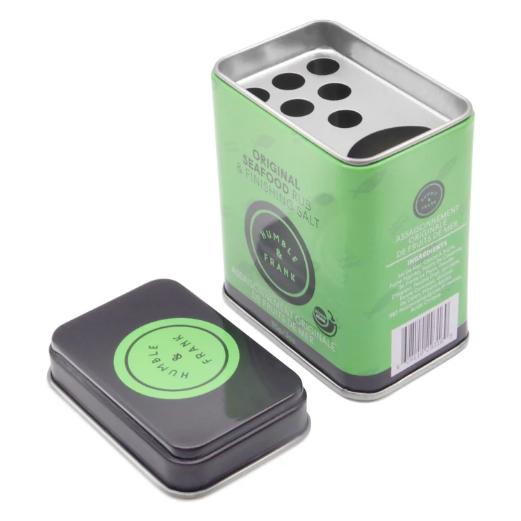 Custom Printed Food Grade Square Empty Powder Container Metal High Quality Spice Tin Box