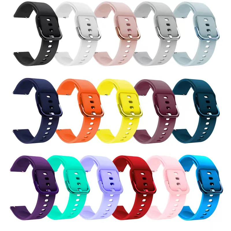 For samsung galaxy watch silicone strap with colorful buckle 20mm 22mm silicone strap