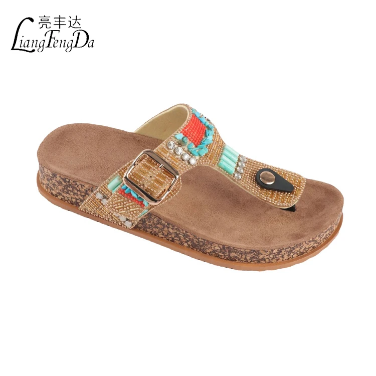 Slides Slippers Luxury Crystal Flip-flops Slippers New Outdoor Cork Sole Casual Design Morocco Summer PVC for Women Female
