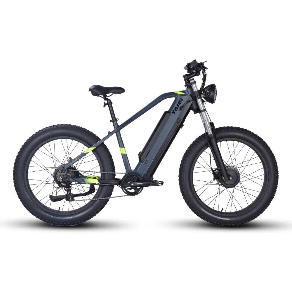 TAIQI GT600 2022 26 inch alloy long range powerful 500w full suspension snow beach electric mountain bike fat tire ebike