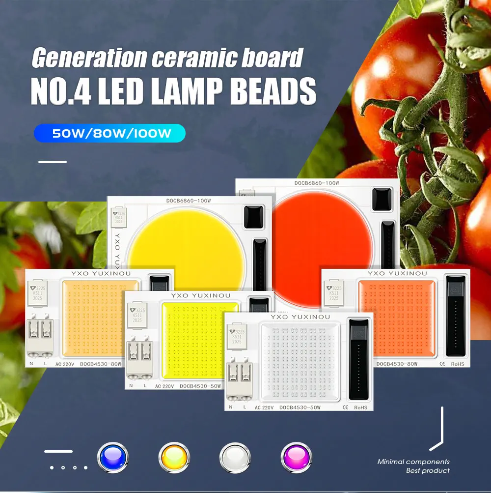 High Power Cob Chip 50W 80W 100W Cob Led Chip Grow Light Multi-Color Smd Led Chip Specifications