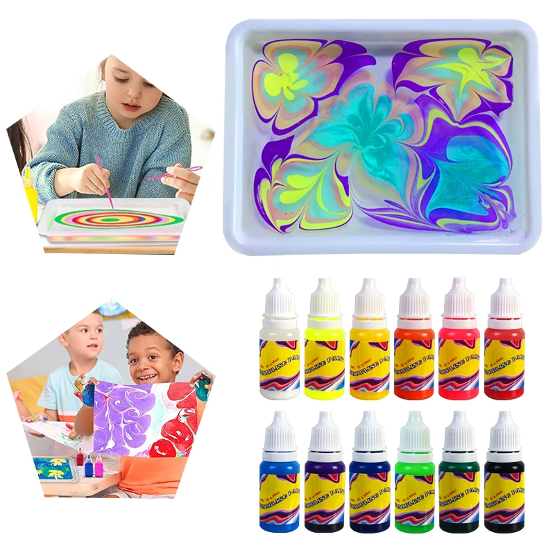 KHY Party Supplies Professional Adult Colour For Kids Magic Painting Water Drawing Marbeling Art Kit Marbling Paint Set