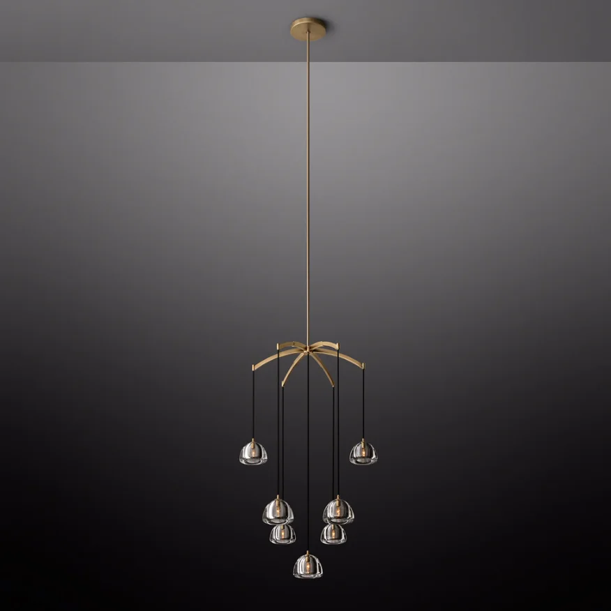 Luxury Modern Gold Glass Crystal Chandelier Indoor Living Room Hanging Lighting For Hotel Bedroom Pendant Lights Chandeliers