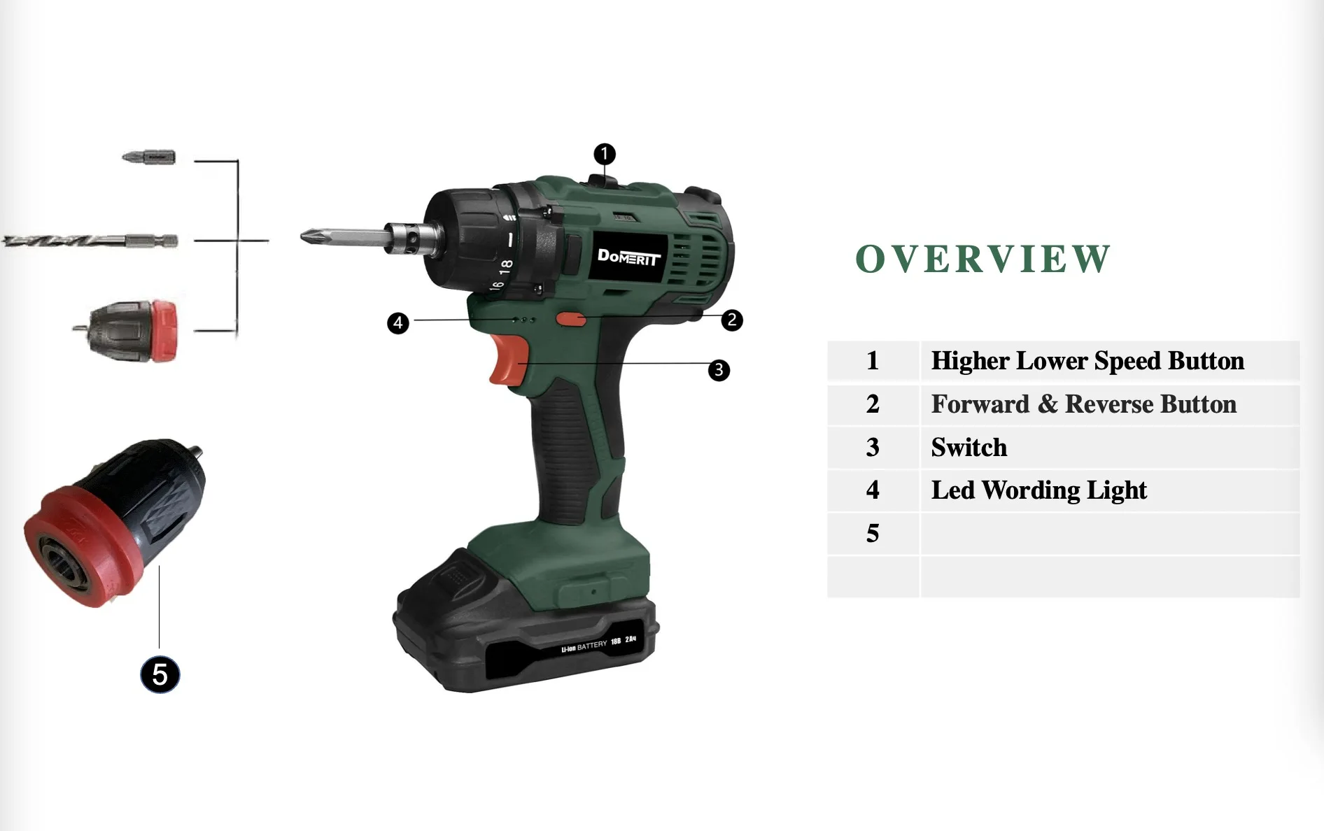 DoMERIT 21V New Design Power Hand Cordless Drill Li-ion battery  Electric Tool  for bits screwdriver