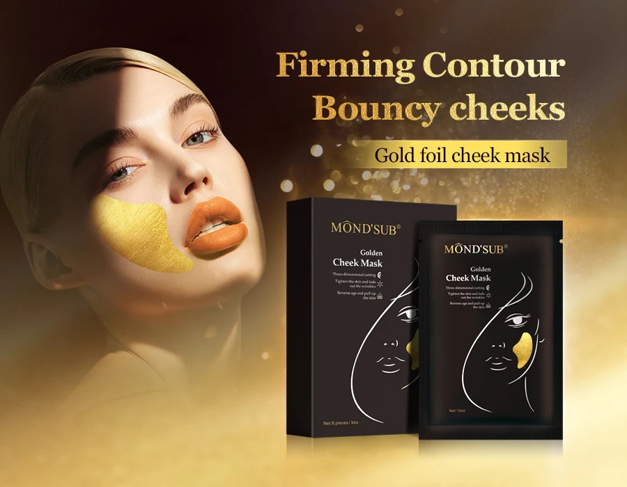 Lint free Custom Private Label Organic glitter Dark Circles Fine Lines Collagen Cheek Mask 24k Gold Foil Pads Patches
